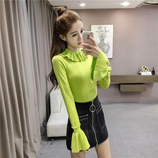 Bell Sleeve Ruffle Knit Top