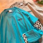 Mock Two-piece Cow Print Panel T-shirt