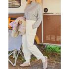 Mock-neck Drop-shoulder Napped T-shirt