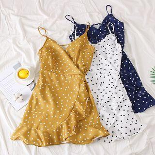 Ruffled-trim Dotted Sleeveless Dress