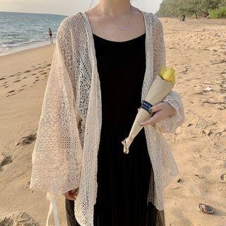 Eyelet Lace Long Jacket Almond - One Size