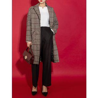 Plus Size Notched-neckline Long-sleeve Top