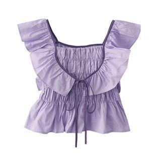 Tie-front Shirred Flowy Camisole Top