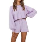 Loungewear Set: Balloon-sleeve Sweater + Shorts