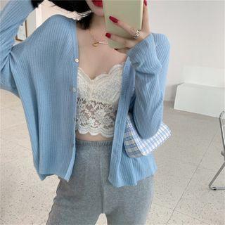 Lace Bralette / Wide-leg Pants / Cardigan