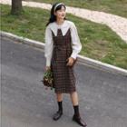 Plaid Overall Dress Dark Brown - One Size