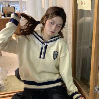 Sailor Collar Henley Sweater