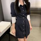 Belted Striped Mini Shirtdress