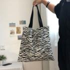 Zebra Print Canvas Shopper Bag Black & White - One Size