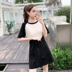 Short-sleeve Tie-front Raglan T-shirt Dress