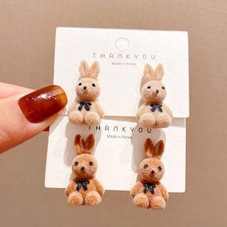 Flocking Rabbit Alloy Earring