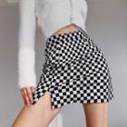 Check Slit Mini A-line Skirt
