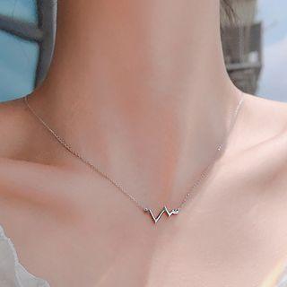 Heartbeat Line Necklace 1 Pc - Silver - One Size