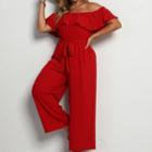Plus Size Off-shoulder Wide Leg Jumpsuit