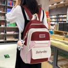 Color Block Nylon Backpack / Bag Charm / Brooch / Set