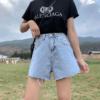 Rip Denim Shorts / Straight Fit Jeans