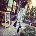 Long-sleeve Slit-hem Check Long Blouse