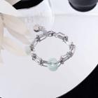 Faux Crystal Stainless Steel Bracelet Jade Green & Silver - One Size