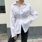 Smocked-waist Shirt White - One Size