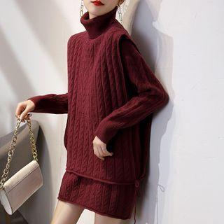 Set: Cable Knit Sweater + Knit Dress