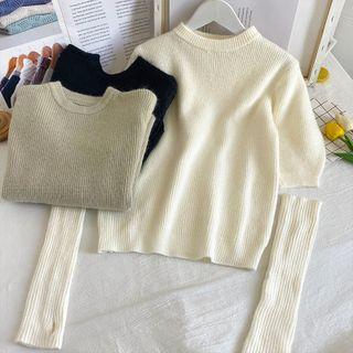 Slim-fit Knit Crop Top With Gloves