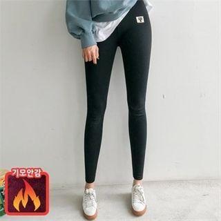 Cat Print Patch Napped Leggings