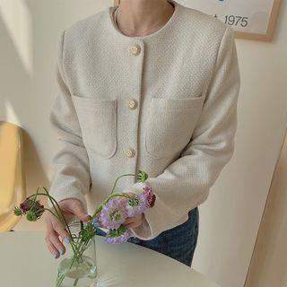 Dual-pocket Tweed Jacket Ivory - One Size