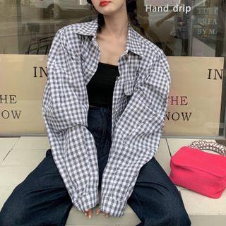 Single-breasted Cropped Gingham Jacket