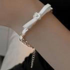 Bow Chain Bracelet Bracelet - Bow & Flower - White - One Size