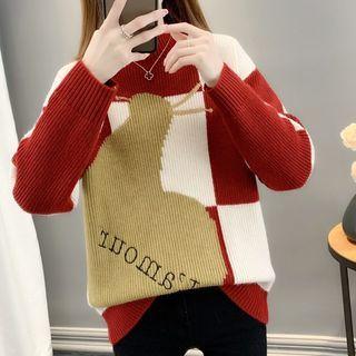 Mock-neck Check Sweater