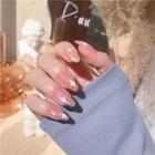 Star Print Faux Nail Tips Pd-89 - Pink - One Size