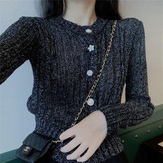 Melange Cardigan / Mesh Mini Skirt