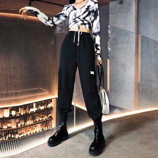 High-waist Flap-pocket Sweatpants
