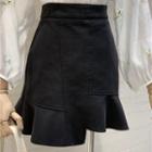 Plain Ruffled Hem Mini Skirt