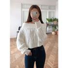 Off-shoulder Crop Cable Sweater