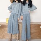 Set: Hoodie + Wide-leg Pants / A-line Midi Skirt