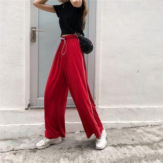 Cropped Short-sleeve T-shirt / High Waist Wide-leg Pants