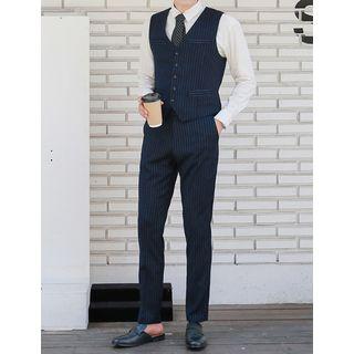 Pinstriped Multi-pocket Vest