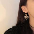 Heart Faux Pearl Alloy Dangle Earring 1 Pair - Earrings - S925 Silver - Gold - One Size
