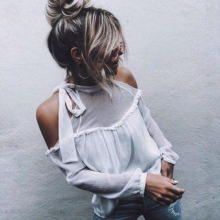 Long-sleeve Cutout Sheer Top