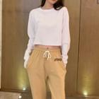 Long-sleeve Cropped T-shirt / Lettering Cropped Harem Pants