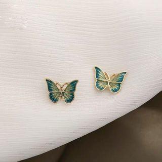 Alloy Butterfly Earring Green - One Size