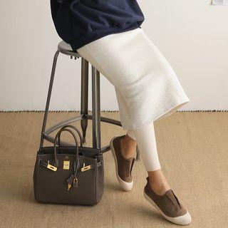 Brushed Fleece Slit-back Midi Skirt