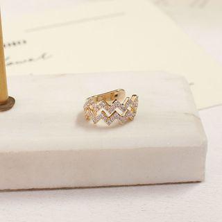 Zigzag Layered Rhinestone Cuff Earring 1 Pc - Gold - One Size