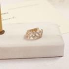 Zigzag Layered Rhinestone Cuff Earring 1 Pc - Gold - One Size