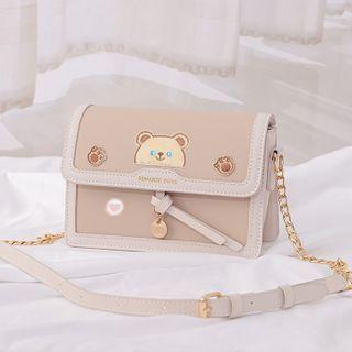 Bear Applique Flap Crossbody Bag