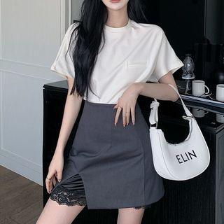 Short-sleeve T-shirt / Lace Panel Skort