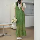 V-neck Floral Tank Dress / Short-sleeve Round-neck Top
