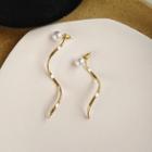 Faux Pearl Swirl Alloy Dangle Earring 1 Pair - Earring - Gold - One Size