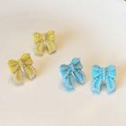 Ribbon Ear Stud 1 Pair - Yellow - One Size